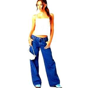 NEW Adriano Goldshmied Daily Blue Mantra Wide Leg Barrel Jean in Neeli